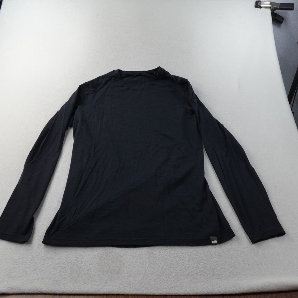REI Co-op Merino Midweight Base Layer Shirt Mens Medium Black Long Sleeve